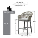 PURPLE LEAF Outdoor Bar Stools Set of 2 Rattan Bar Stools Counter Stools with Back and Cushions  for Patio, Garden, Kitchen
