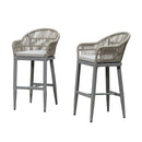PURPLE LEAF Outdoor Bar Stools Set of 2 Rattan Bar Stools Counter Stools with Back and Cushions  for Patio, Garden, Kitchen