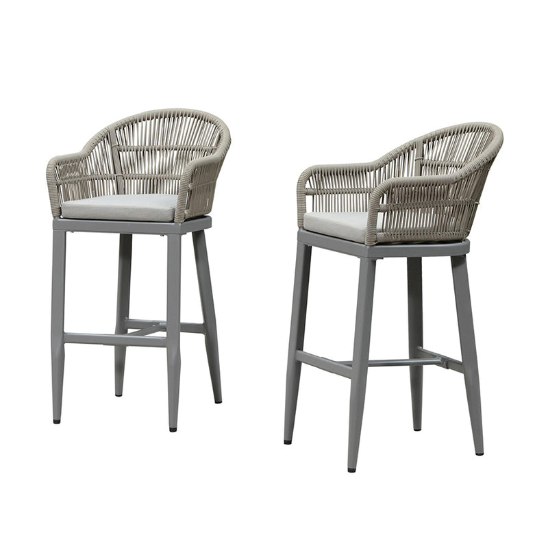 PURPLE LEAF Outdoor Bar Stools Set of 2 Rattan Bar Stools Counter Stools with Back and Cushions  for Patio, Garden, Kitchen
