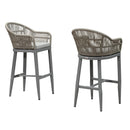 PURPLE LEAF Outdoor Bar Stools Set of 2 Rattan Bar Stools Counter Stools with Back and Cushions  for Patio, Garden, Kitchen
