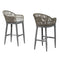 PURPLE LEAF Outdoor Bar Stools Set of 2 Rattan Bar Stools Counter Stools with Back and Cushions  for Patio, Garden, Kitchen