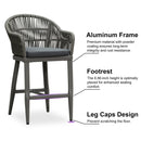 PURPLE LEAF Outdoor Bar Stools Set of 2 Rattan Bar Stools Counter Stools with Back and Cushions  for Patio, Garden, Kitchen