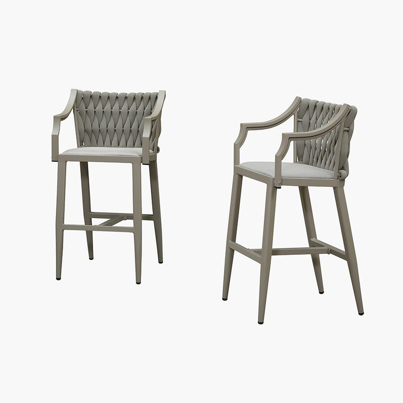 PURPLE LEAF Outdoor Bar Stool Set of 2 Aluminum Frame Bar Chair with Cushion and Back Kitchen Island Bar Stools
