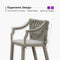 PURPLE LEAF Outdoor Bar Stool Set of 2 Aluminum Frame Bar Chair with Cushion and Back Kitchen Island Bar Stools