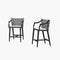 PURPLE LEAF Outdoor Bar Stool Set of 2 Aluminum Frame Bar Chair with Cushion and Back Kitchen Island Bar Stools