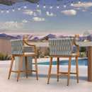 PURPLE LEAF Outdoor Bar Stool Set of 2 Aluminum Frame Bar Chair with Cushion and Back Kitchen Island Bar Stools
