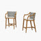 PURPLE LEAF Outdoor Bar Stool Set of 2 Aluminum Frame Bar Chair with Cushion and Back Kitchen Island Bar Stools