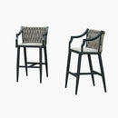 PURPLE LEAF Outdoor Bar Stool Set of 2 Aluminum Frame Bar Chair with Cushion and Back Kitchen Island Bar Stools