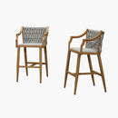 PURPLE LEAF Outdoor Bar Stool Set of 2 Aluminum Frame Bar Chair with Cushion and Back Kitchen Island Bar Stools