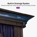 PURPLE LEAF Outdoor Hardtop Gazebo for Patio Bronze Aluminum Frame Pavilion with Navy-Blue Curtain and String Lights-clear