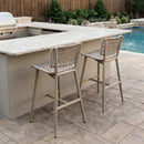 PURPLE LEAF Patio Counter Height Bar Stools Set of 2 Metal Bar Chairs with Back Wicker Woven Stools for Kitchen Island Pool Garden Outdoor Barstools