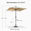 PURPLE LEAF Crank and Tilt Table Umbrella Outdoor Patio Market Umbrella with Visible Hand Crank System