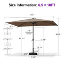 PURPLE LEAF Black Frame Outdoor Market Umbrellas Yard Tilting Patio Table Umbrella with Base