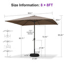 PURPLE LEAF Black Frame Outdoor Market Umbrellas Yard Tilting Patio Table Umbrella with Base
