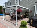 PURPLE LEAF Athena Louvered Pergola Modern White Pergola with Adjustable Roof for Deck Backyard Garden