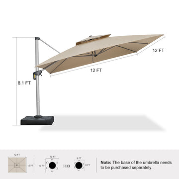 PURPLE LEAF 12x12ft Patio Umbrella Classic SUNBRELLA Cantilever Umbrellas PURPLE LEAF 12x12ft Patio Umbrella Classic SUNBRELLA Cantilever Umbrellas