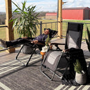 Purple Leaf Widened Outdoor Chaise Lounge , Patio Zero Gravity Recliner, Folding Chair, with Quilted Seat and Adjustable Headrest, Suitable for Lawns, Camping, Gardens, and Pools, Available in Black, Blue, and Gray.