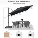 PURPLE LEAF Economical Square Outdoor Patio Umbrella Rectangle Cantilever Umbrella