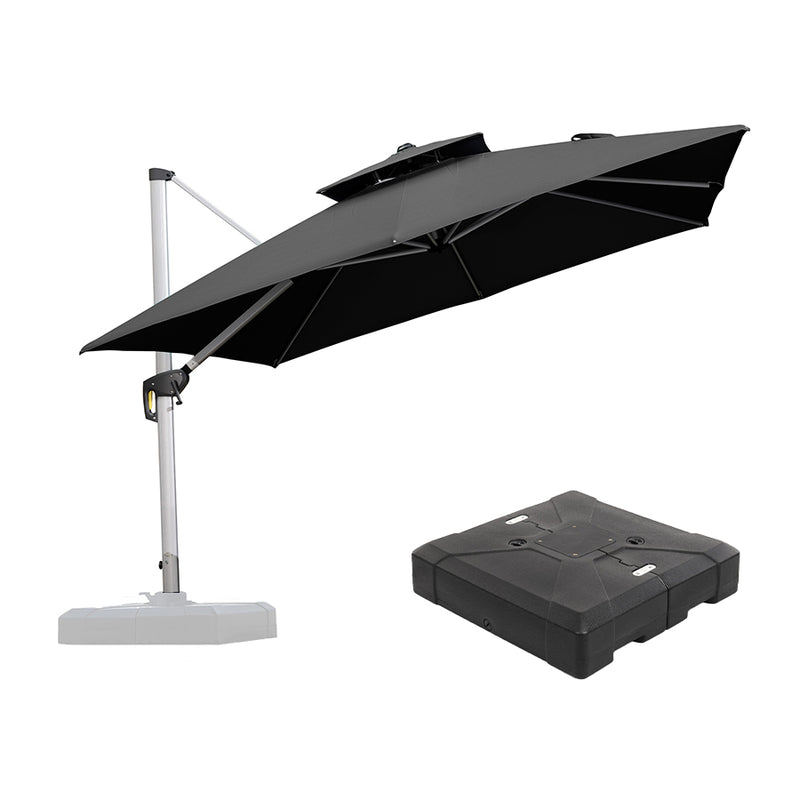 PURPLE LEAF Large Square Patio Cantilever Umbrella With Base for Garden Pool Porch