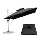 PURPLE LEAF Large Square Patio Cantilever Umbrella With Base for Garden Pool Porch