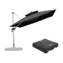 PURPLE LEAF Large Square Patio Cantilever Umbrella With Base for Garden Pool Porch