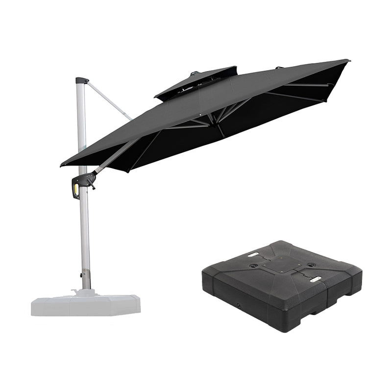 PURPLE LEAF Large Square Patio Cantilever Umbrella With Base for Garden Pool Porch