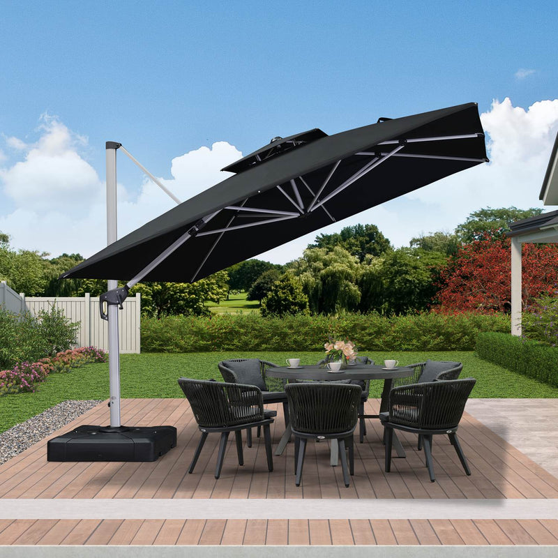 PURPLE LEAF Double Top 360 Degree Rotation 9 ft / 10 ft / 11 ft / 12 ft Square Patio Classic Umbrella