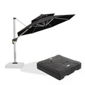 PURPLE LEAF Large Round Patio Cantilever Umbrella With Base for Deck, Pool, Backyard