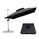 PURPLE LEAF Large Square Patio Cantilever Umbrella With Base for Garden Pool Porch