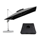 PURPLE LEAF Large Square Patio Cantilever Umbrella With Base for Garden Pool Porch