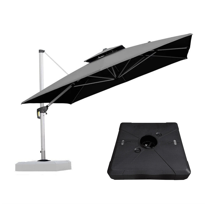 PURPLE LEAF Large Square Patio Cantilever Umbrella With Base for Garden Pool Porch
