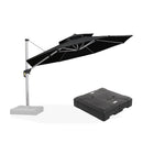 PURPLE LEAF Large Round Patio Cantilever Umbrella With Base for Deck, Pool, Backyard