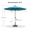 PURPLE LEAF Round Tilting Patio Umbrella with Base, Milan Porch Table Umbrella