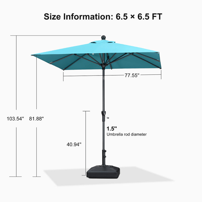 PURPLE LEAF Crank and Tilt Square Patio Table Umbrella with Base for Garden Porch