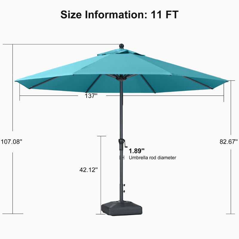 PURPLE LEAF Aluminum Patio Table Umbrella Heavy Duty Market Umbrella with Base