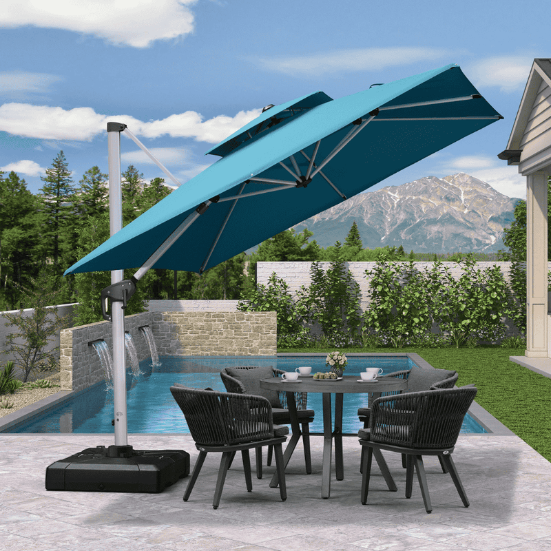 PURPLE LEAF Large Square Patio Cantilever Umbrella for Garden Pool Porch