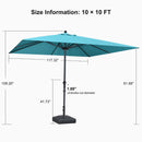 PURPLE LEAF Aluminum Patio Table Umbrella Heavy Duty Market Umbrella with Base