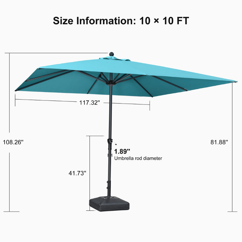 PURPLE LEAF Aluminum Patio Table Umbrella Heavy Duty Market Umbrella with Base
