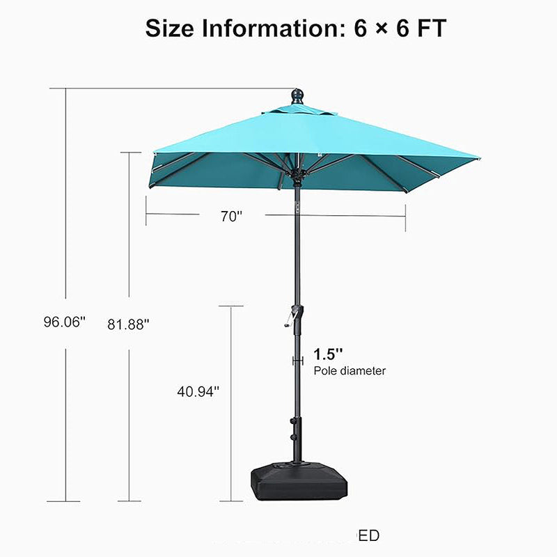PURPLE LEAF Crank and Tilt Rectangular Outdoor Patio Market Umbrella with Base