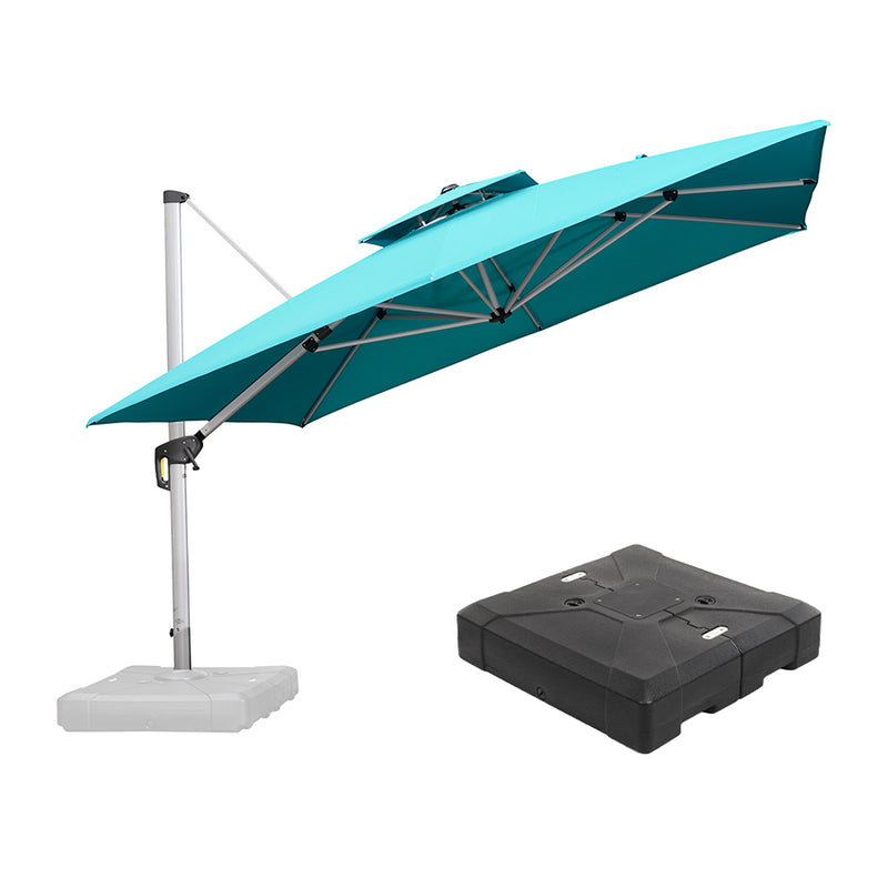 PURPLE LEAF Large Square Patio Cantilever Umbrella With Base for Garden Pool Porch