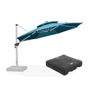 PURPLE LEAF Large Round Patio Cantilever Umbrella With Base for Deck, Pool, Backyard