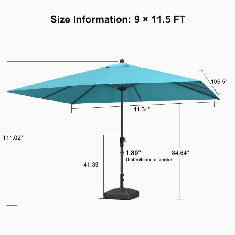 PURPLE LEAF Aluminum Patio Table Umbrella Heavy Duty Market Umbrella with Base