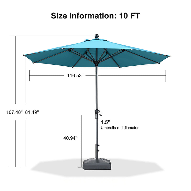 PURPLE LEAF Crank and Tilt Rectangular Outdoor Patio Market Umbrella with Base