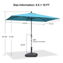 PURPLE LEAF Crank and Tilt Rectangular Outdoor Patio Market Umbrella with Base