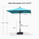 PURPLE LEAF Crank and Tilt Rectangular Outdoor Patio Market Umbrella with Base