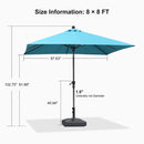 PURPLE LEAF Crank and Tilt Square Patio Table Umbrella with Base for Garden Porch