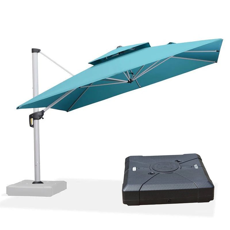 PURPLE LEAF Large Square Patio Cantilever Umbrella With Base for Garden Pool Porch