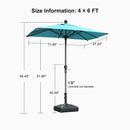 PURPLE LEAF Crank and Tilt Rectangular Outdoor Patio Market Umbrella with Base