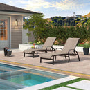 Purple Leaf American-Style Outdoor Family Chaise Lounge Chair;2 Chairs and 1 table with armrests and adjustable backrest, suitable for pools, terraces, gardens, lawns, and beaches