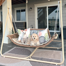 PURPLE LEAF Double Cloud Hanging Chair - Outdoor Patio Rattan Swing Chair with Cushion and Backrest.